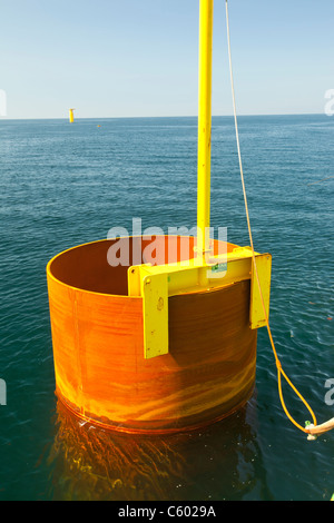 A monopile, the foundation for a wind turbine on the Walney offshore wind farm, Cumbria, UK. Stock Photo