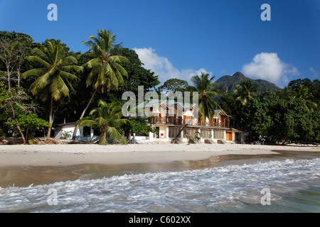 Coral Beach restaurant on Beau Vallon Bay, Mahe Island, Seychelles, Indian Ocean, Africa Stock Photo