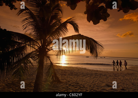 Coral Beach sunset , Beau Vallon Bay, Mahe Island, Seychelles, Indian Ocean, Africa Stock Photo