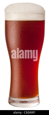 Frosty glass of red beer isolated on a white background. File contains a path to cut. Stock Photo