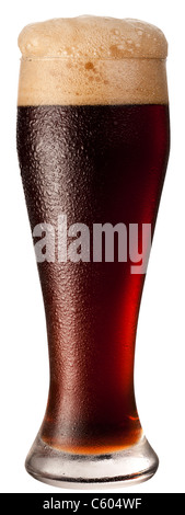 Frosty glass of black beer isolated on a white background. File contains a path to cut. Stock Photo