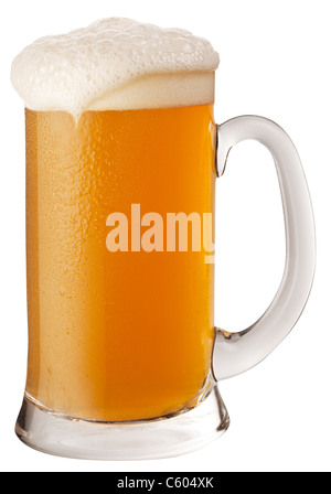 Frosty glass of unfiltered beer isolated on a white background. File contains a path to cut. Stock Photo