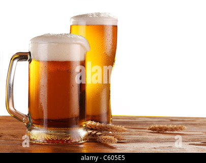 Beer by the glass on a white background. Stock Photo