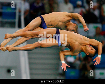 VICTOR ORTEGA & JUAN GUILLERMO MENS SYNCHRONISED DIVING OLYMPIC STADIUM BEIJING CHINA 11 August 2008 Stock Photo
