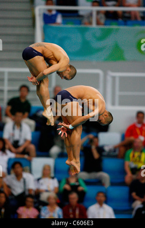 VICTOR ORTEGA & JUAN GUILLERMO MENS SYNCHRONISED DIVING OLYMPIC STADIUM BEIJING CHINA 11 August 2008 Stock Photo