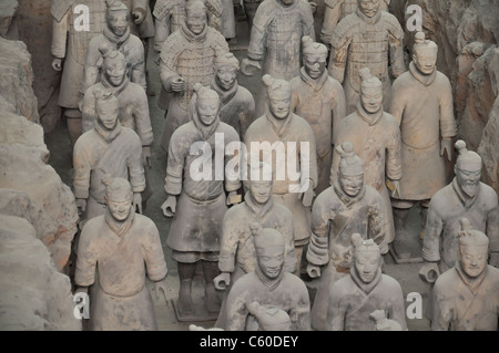 an array of chinese terracotta warriors from xi'an tomb Stock Photo