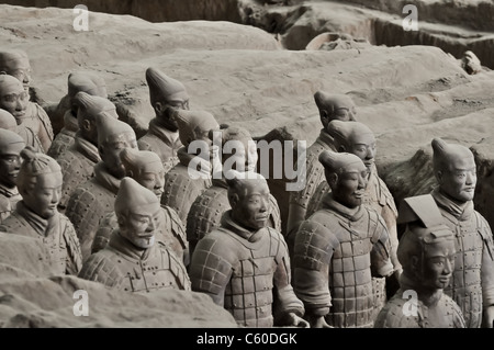 an array of chinese terracotta warriors from xi'an tomb Stock Photo