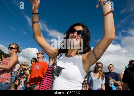 Woman dancing at the Big Chill festival 2011 Stock Photo
