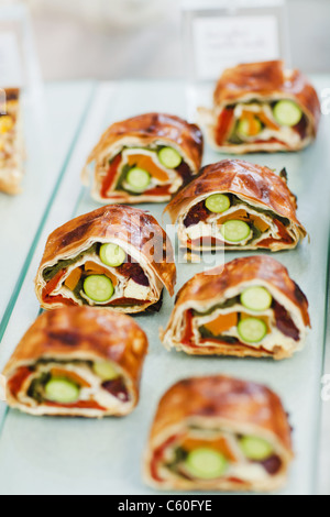 Close up of sandwich rolls for sale Stock Photo