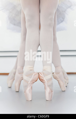 Ballet dancers’ feet on pointe Stock Photo