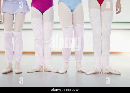 Ballet dancers wearing leg warmers Stock Photo