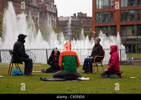 Manchester City centre, the morning after the riots of Tuesday 9th ...