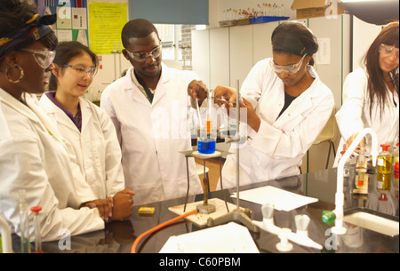 Scientists at work in lab Stock Photo