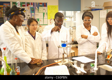 Scientists at work in lab Stock Photo