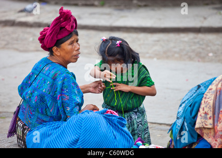 Indigenous grandmother and grandchild, Antigua, Guatemala