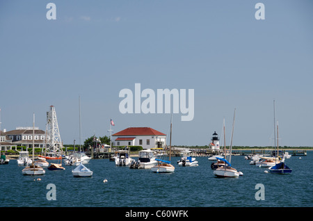 Massachusetts, Nantucket Island. Historic Brant Point Lighthouse, circa 1746, National register of Historic Places. Stock Photo