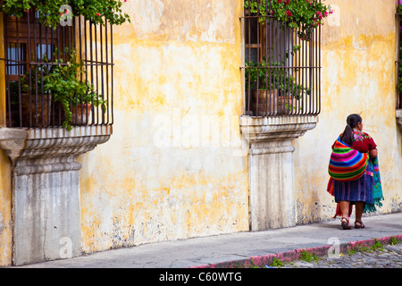 Indigenous woman, Calle del Arco, Antigua, Guatemala Stock Photo