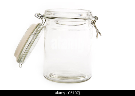 glass food jar close up shot Stock Photo