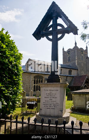 War memorial, St Mary's Church, Bures, Suffolk, England Stock Photo