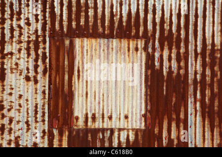 Rusty corrugated iron shed wall. New Zealand, Australasia Stock Photo