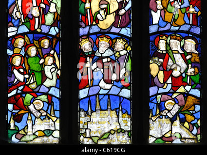 Stained glass in the West Window, All Saints Church, Cuddesdon, Oxfordshire, England, UK Stock Photo