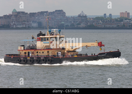 US Army Corps of Engineers drift collection vessel Hayward in New York Harbor. Stock Photo