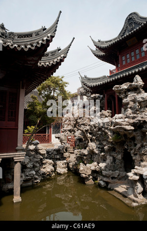 A Chinese Rockery in Yuyuan Gardens in Shanghai, China Stock Photo