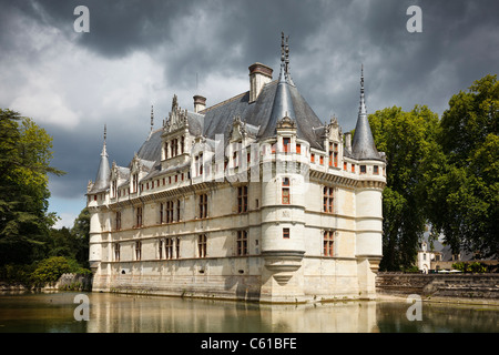 French chateau at Azay-le-Rideau, a typical Loire Chateau, Indre et Loire, Loire Valley, France, Europe in summer Stock Photo