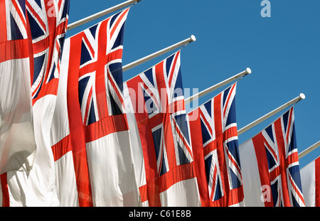 Royal Navy White Ensign flags fly on the Mall, London Stock Photo