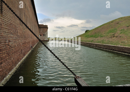 View from the drawbridge of the wall of Fort Pulaski national monument, Georgia Stock Photo