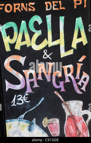 Spain, Barcelona, The Gothic Quarter, Restaurant Menu Signs Stock Photo