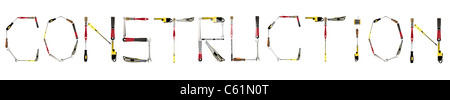 Construction word made of different hand tools Stock Photo
