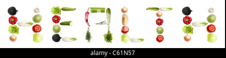 Health word made of different type of vegetables Stock Photo