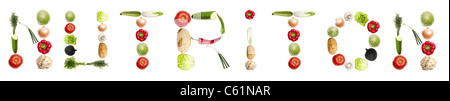 Nutrition word made of different type of vegetables Stock Photo