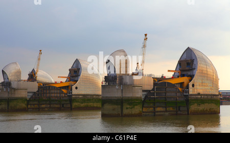 River Thames flood barrier Woolwich, East London, England, Britain, Uk, GB Stock Photo