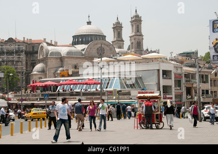 Taksim Square Istanbul Istiklal Caddesi Beyoglu shopping street quarter Stock Photo