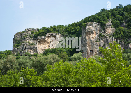 A rock monastery near Ivanovo village, church in the rocks, Russenski Lom Natural Park, UNESCO world heritage, Balkans, Bulgaria, Eastern Europe Stock Photo