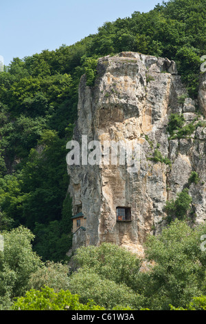 A rock monastery near Ivanovo village, church in the rocks, Russenski Lom Natural Park, UNESCO world heritage, Balkans, Bulgaria, Eastern Europe Stock Photo