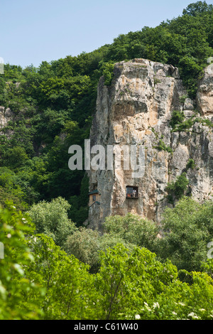 A rock monastery near Ivanovo village, church in the rocks, Russenski Lom Natural Park, UNESCO world heritage, Balkans, Bulgaria, Eastern Europe Stock Photo