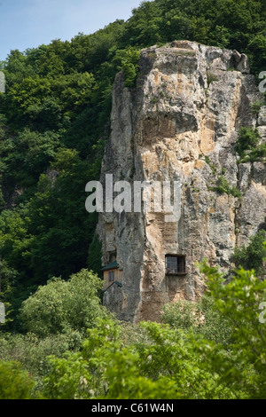 A rock monastery near Ivanovo village, church in the rocks, Russenski Lom Natural Park, UNESCO world heritage, Balkans, Bulgaria, Eastern Europe Stock Photo