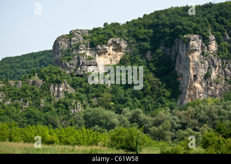 A rock monastery near Ivanovo village, church in the rocks, Russenski Lom Natural Park, UNESCO world heritage, Balkans, Bulgaria, Eastern Europe Stock Photo