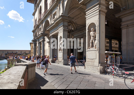 The Uffizi Gallery, front facade facing the Arno river, Florence, Italy Stock Photo