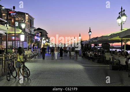 The city of Lefkada during dusk time, Lefkada island, Greece Stock Photo