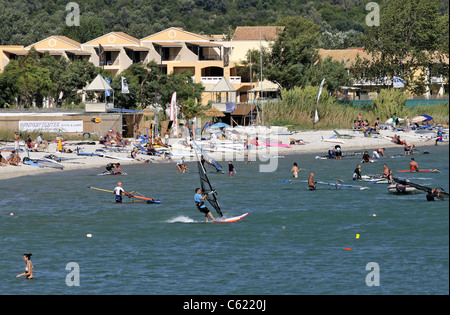 Windsurfing in front of Vasiliki beach, Lefkada island, Greece Stock Photo