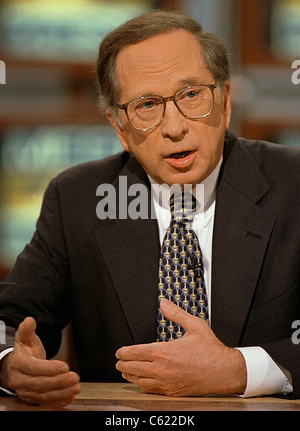 Former Senator Sam Nunn on NBC's 'Meet the Press' March 30, 1997 in Washington, DC Stock Photo