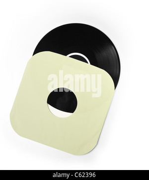A vinyl record in a blank paper sleeve. Stock Photo