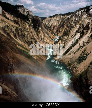 Yellowstone Falls Rainbow River Wyoming Stock Photo