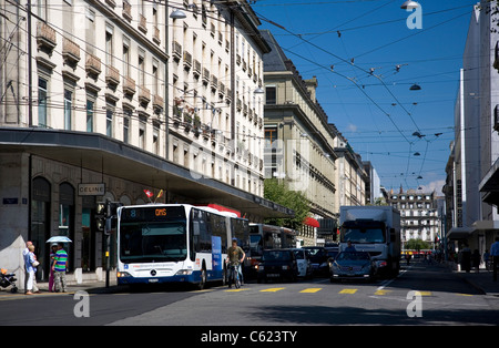 Rue du Rhone in Geneva Stock Photo