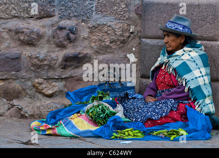 Peruvian women in a market in Cusco Peru Stock Photo