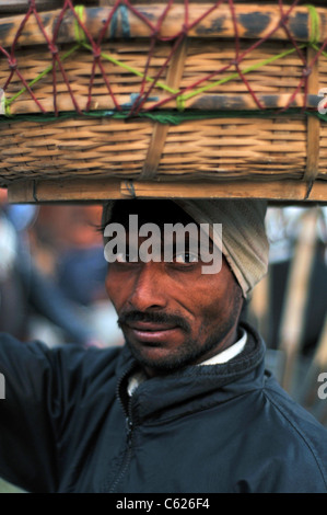 Portrait of a Nepali man taken in Kathmandu, capital city of Nepal Stock Photo